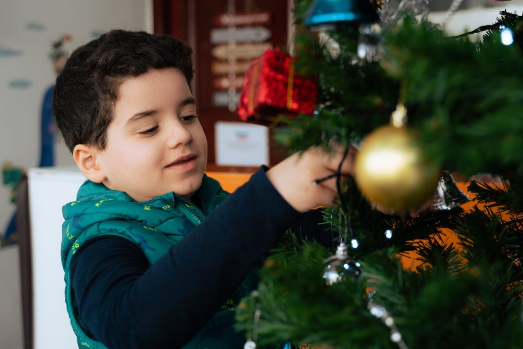 decorating a Christmas tree