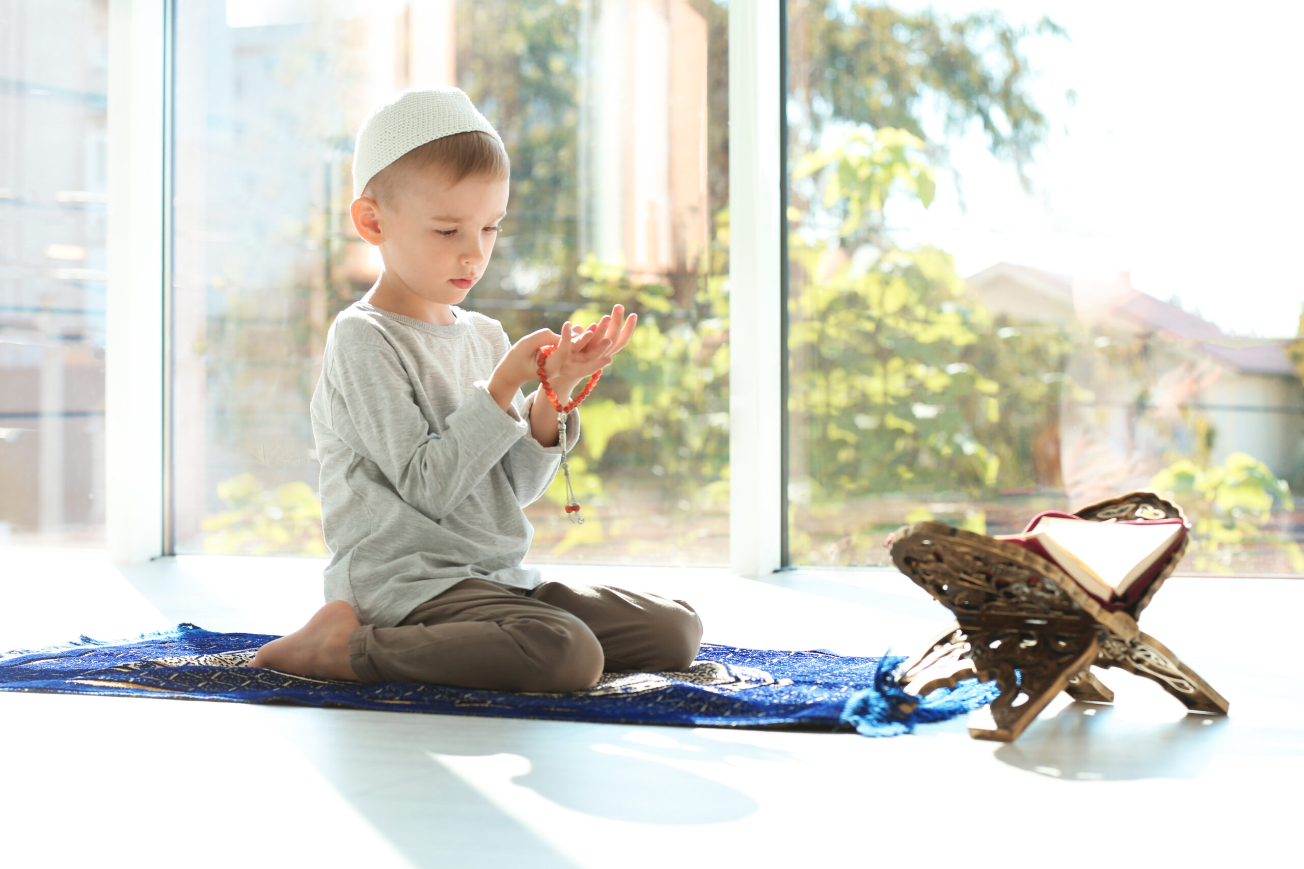 Muslim Child Doing Prayer in School